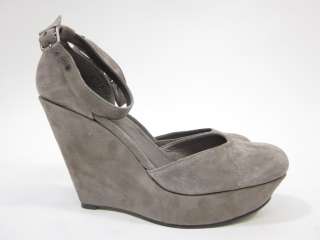  Gray Suede Mary Jane Wedge Pumps Sz 7  