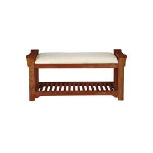 Craftsman 42w Bench With Shelf And Ivory Fabric Cushion  