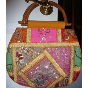   Multi color Boho Banjara Gypsy India Sequin Sari Handbag Purse Totes