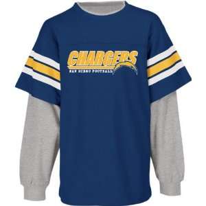  San Diego Chargers Navy Youth Faux Layered Long Sleeve Crew 