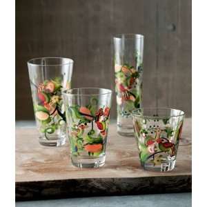  Jacobean Floral Hand painted Glasses