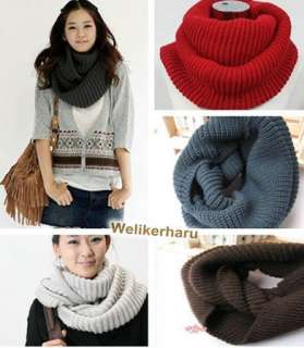   Pure Color Warm Knit Hood Cowl Warmer Winter Neck Scarf Shawl 9 Color
