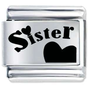  Heart Sister Letter Birthstones Jewelry Italian Charm 