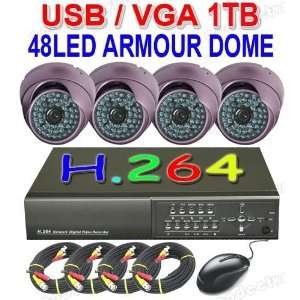  cctv 1tb dvr 4x48led armour dome camera security system 