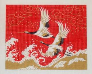 LEE Oriental Cranes handpainted Needlepoint Canvas 18m  