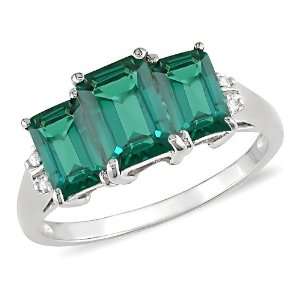  1 3/4 ctw Green Emerald and Diamond Accent Ring in 10k 