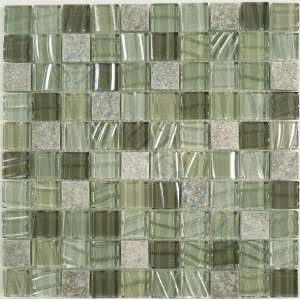   Green New Era Series Glossy & Unpolished Glass and Stone Tile   18347