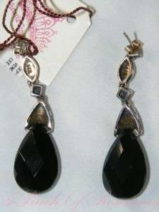 Victoria Crowne Co Sterling Onyx Marcasite Earrings New  