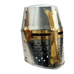 Full Size Brass Crusader Great Helmet Carbon Steel NEW  