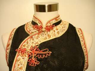 NEW Black Chinese Cheongsam Dress qi pao Dragon Texture  