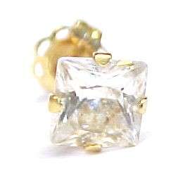 ONE .60ct Cubic Zirconia / 14KT Solid Gold Stud Earring  