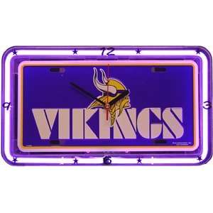 Minnesota Vikings Football Neon License Plate Clock  