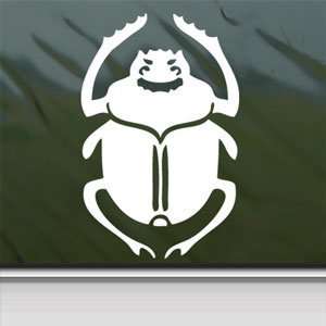  Scarab Beetle White Sticker Car Laptop Vinyl Window White 