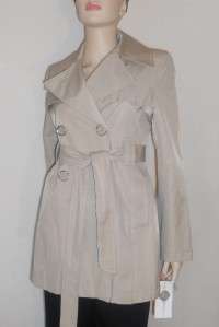 VIA SPIGA WOMENS DOUBLE BREASTED SCARPA BELTED BEIGE TRENCH COAT PS $ 