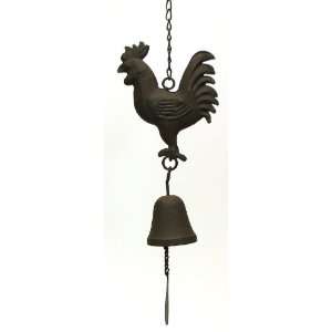  Tin Rooster with Cast Iron Bell Patio, Lawn & Garden