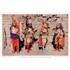 1926 Color Print Conquistador Guatemala Indians Quiches Tribal Dance 