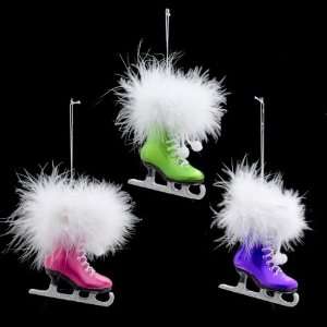  Pack of 12 Noble Gems Glass Ice Skate with Feather 