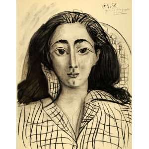  1964 Original Lithograph Picasso Charcoal Jacqueline 