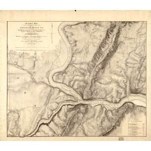 Civil War Map Military map showing the topographical features of the 