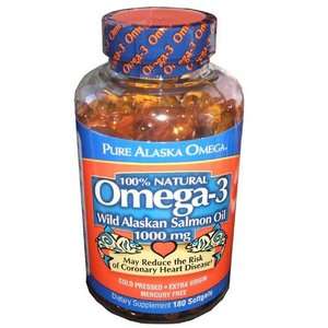 Pure Alaska Omega 3 Wild Alaskan Salmon Oil 1000mg, 180 Softgels 