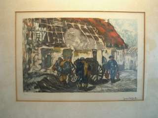 Jean LeFort 1916 St. Eloi lithograph Listed French  