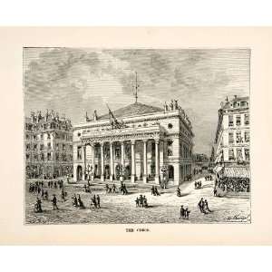  1877 Wood Engraving Architecture Theater Odeon Art Paris France 
