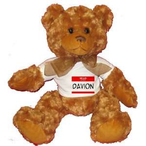  HELLO my name is DAVION Plush Teddy Bear with WHITE T 