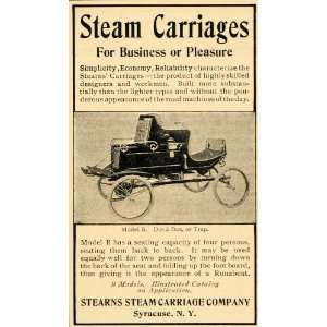  1902 Ad Steam Carriages Model B Stearns Dos a Dos Trap 