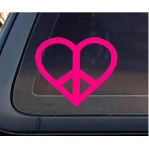  PINK Heart Peace Sign Car Decal / Sticker Automotive