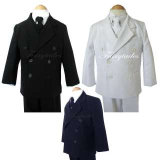 DB Boy Kids Black/White/Navy Tuxedo Dress Suit Set Teen  