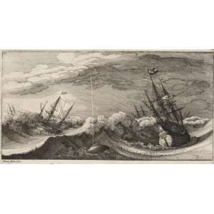   ) Gloss Stickers Wenceslaus Hollar   The whale and the 3 masted ship