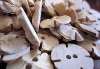 Roughly Hewn Hand Made Young Coconut Wood Buttons 1.5cm   Flower 