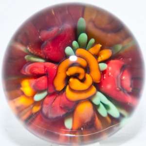 Glass Marble ~ Jill Recko ~ Rose Garden Marble RARE  