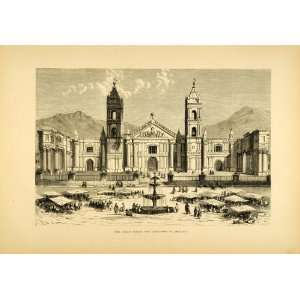   Roman Catholic Plaza Armas Peru   Original Engraving