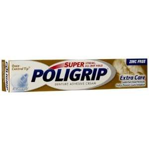 Super Poligrip Extra Care Denture Adhesive Cream with Poliseal 2.2 oz 