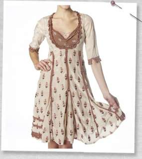 ODD MOLLY OPULENT long dress silk embroidered vintage chalk 819 NEW 1 