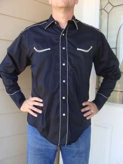 ROCKMOUNT Solid Man 1940s Long Sleeve Shirt BLACK S 2X  