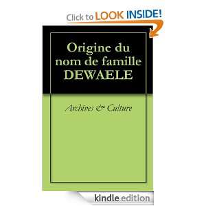 Origine du nom de famille DEWAELE (Oeuvres courtes) (French Edition 