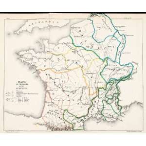  1892 Lithograph Gaul France Provinces Roman Empire Julius 