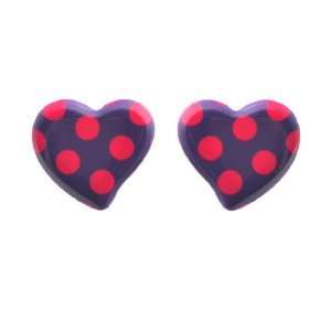  [Aznavour] Lovely & Cute Roly Poly Heart Earring / Navy. Jewelry