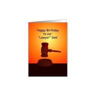 happy birthday, lawyer son, judge gavel Card