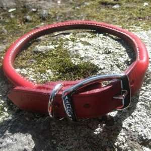  Circle T Leather Dog Collar Rolled Red 18 inch Pet 