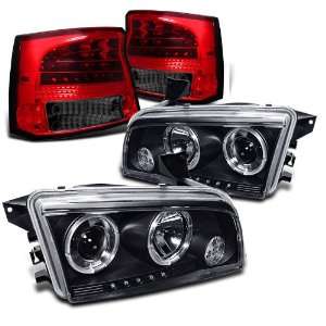   Charger Twin Halo LED Projector Head + LED Tail Lights Automotive