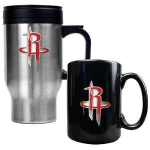  Houston Rockets Mug Set   16 oz Travel Mug & 15 oz Ceramic 