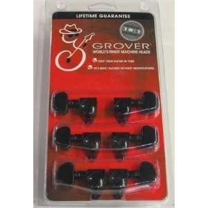 Grover 102 18BC Rotomatic 181 3 per Side Machine Heads, Black Chrome