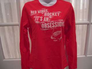 NWT Womens Detroit Red Wings Hockey Obsession LS Tee  