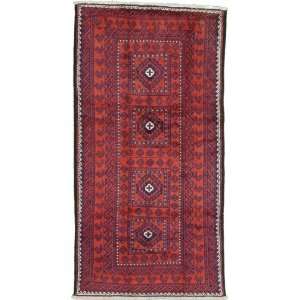  49 x 94 Red Persian Hand Knotted Wool Shiraz Rug 