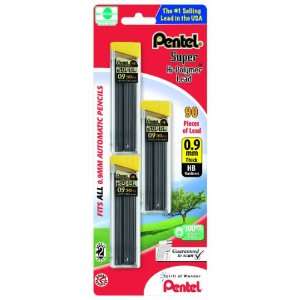  Pentel Super Hi Polymer Lead Refill 0.9mm, Thick, HB, 90 