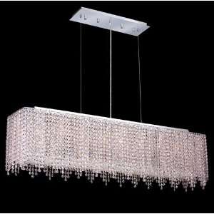  Moda 8 Light Rectangle Pendant in Chrome with 1 Layer of 