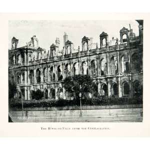  1914 Print Hotel De Ville Paris France Commune Conflagration 